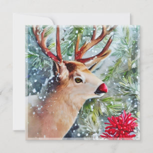 Deer and snow budget Christmas Holiday Card