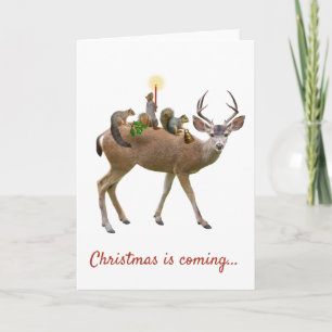Deer and Squirrels Christmas Card