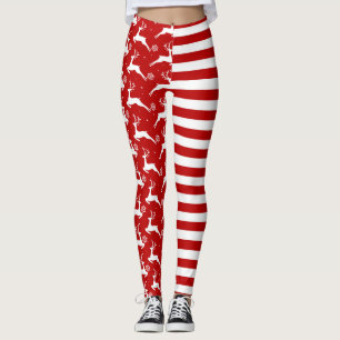 Deer and Stripes Christmas Leggings