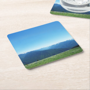 Deer and the Olympics Square Paper Coaster