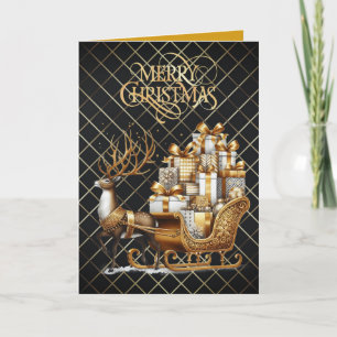 Deer and the sleight with Christmas presents  Holiday Card