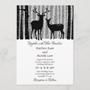 Deer and Trees Rustic Winter Woodland Wedding Invitation