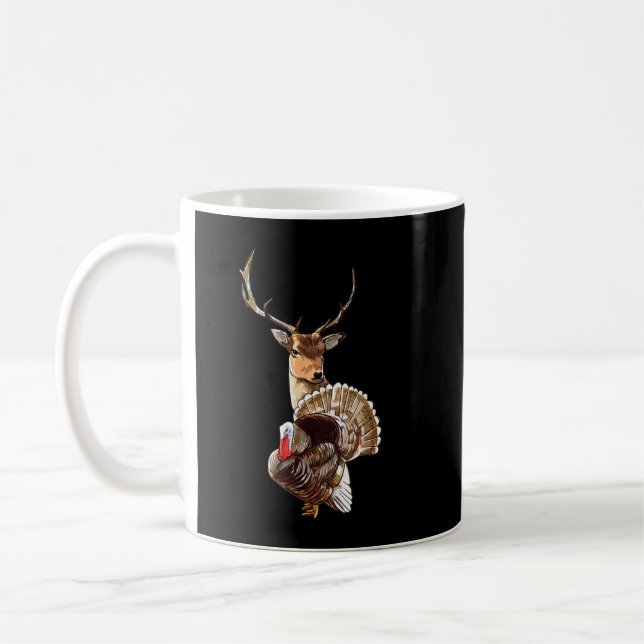 Deer And Turkey Cool Hunt Hobby Hunting Wildlife H Coffee Mug (Left)