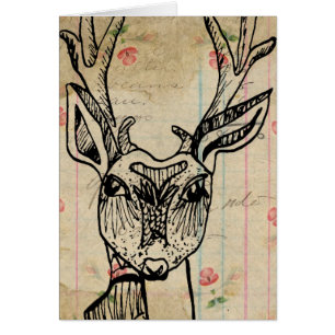 Deer and Vintage Floral Ledger Paper All Occasions