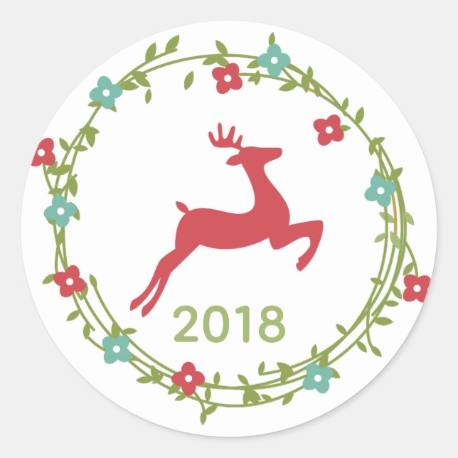Deer and Wreath Customised Sticker (Front)