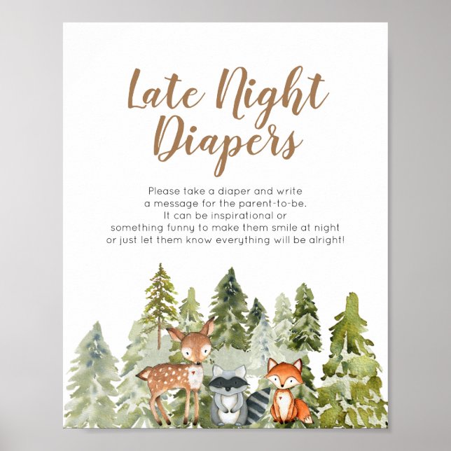Deer animal adventure Camper Late Night Diapers Poster (Front)