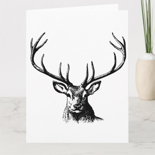 Deer Animal Antlers Nature Wildlife Horns Head Pos Thank You Card (Front)