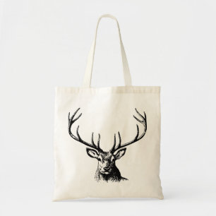 Deer Animal Antlers Nature Wildlife Horns Head Tote Bag