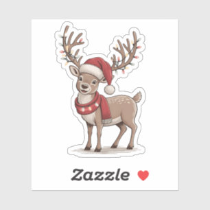 Deer Animal Christmas Deer Santa Hat Xmas 