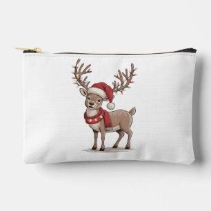 Deer Animal Christmas Deer Santa Hat Xmas  Accessory Pouch
