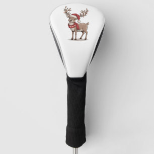 Deer Animal Christmas Deer Santa Hat Xmas Golf Head Cover