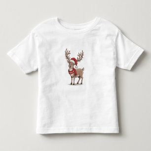 Deer Animal Christmas Deer Santa Hat Xmas Toddler T-Shirt
