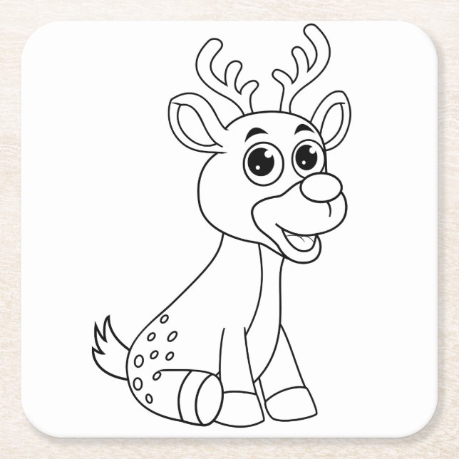 Deer Animal Fawn Baby Young Animal Cute Postcard P Square Paper Coaster (Front)