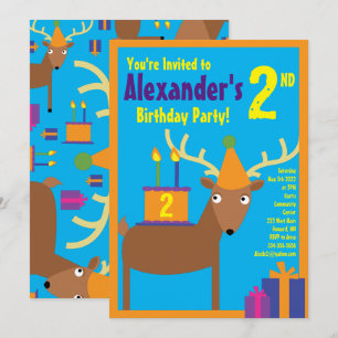 Deer Animal Kid's Birthday Party Invitations