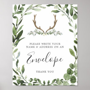 Deer Antler Baby Shower Address Envelope Sign