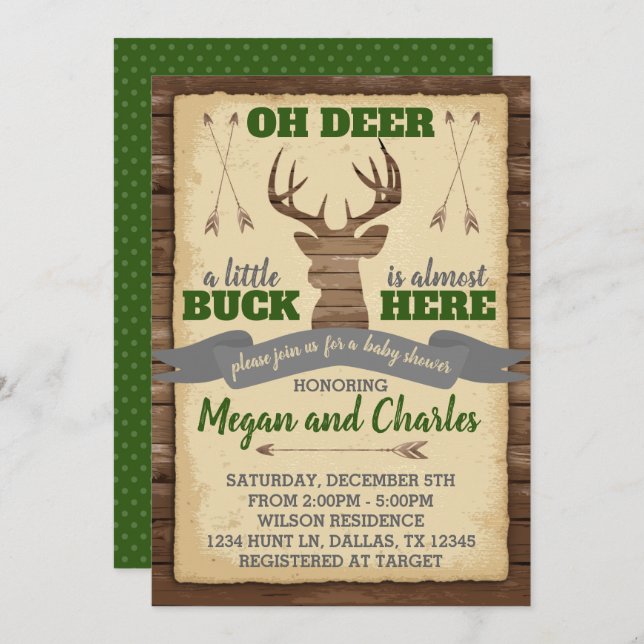 Deer Antler Baby Shower Invitation Invite (Front/Back)