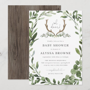 Deer Antler Baby Shower Invitation   Woodland