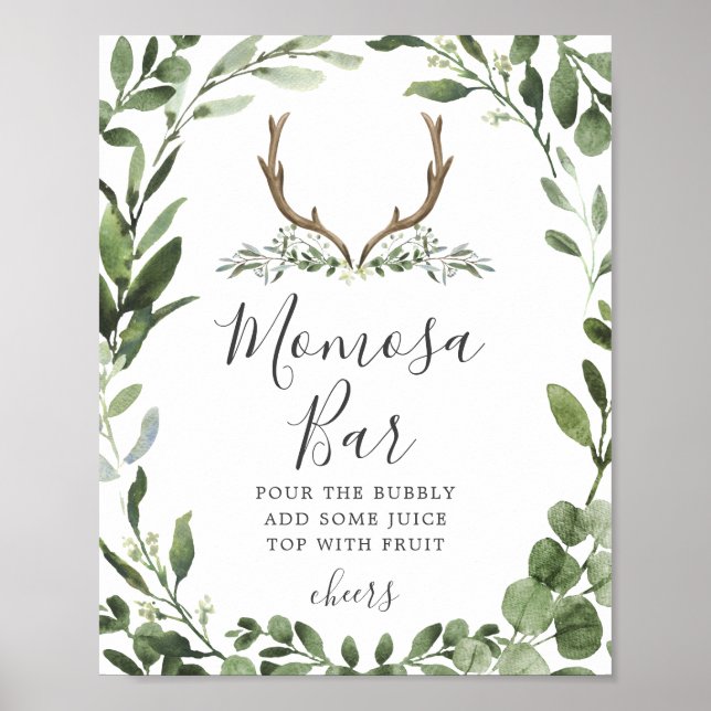 Deer Antler Baby Shower Mimosa Bar Sign (Front)