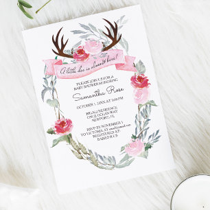 DEER ANTLER Girl Baby Shower Invite