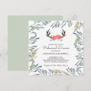 DEER ANTLER & Greenery Rehearsal Dinner Invite