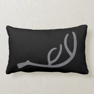 Deer Antler Grey on Black background. Lumbar Cushion