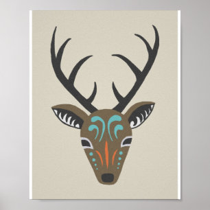 Deer Antler Modern Wildlife Totem Graphic Poster