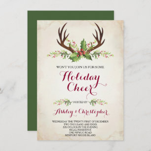 Deer Antler Party Invite - Christmas