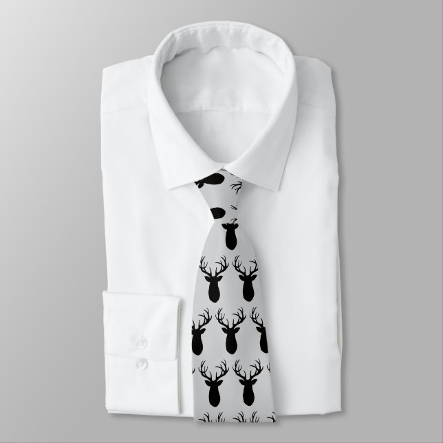 Deer Antler Pattern Silhouette Rustic Tie (Tied)