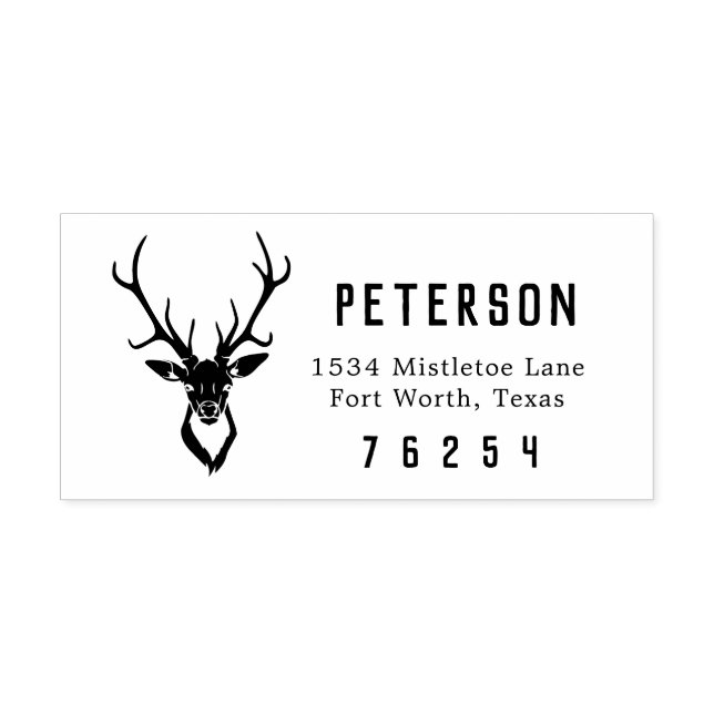 Deer Antler Return Address Rubber Stamp (Imprint)
