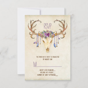 Deer Antler Rustic Country Wedding RSVP Card