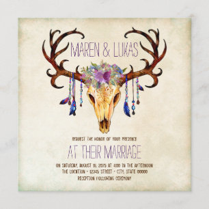 Deer Antler Southwestern Wedding Invitation