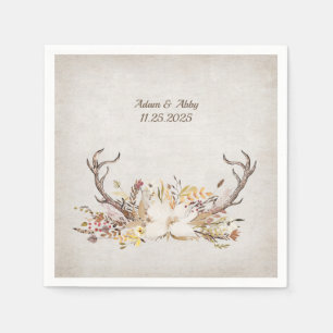 Deer Antler with flower bouquet Napkin