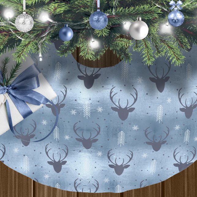 Deer Antlers Arrows Christmas Pattern Blue ID861 Brushed Polyester Tree Skirt (Creator Uploaded)