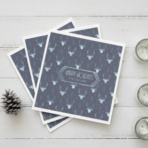 Deer Antlers Arrows Christmas Pattern Blue ID861 Napkin