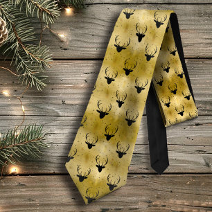 Deer Antlers Arrows Christmas Pattern Gold ID861 Tie