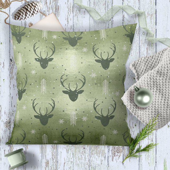 Deer Antlers Arrows Christmas Pattern Green ID861 Cushion (Creator Uploaded)
