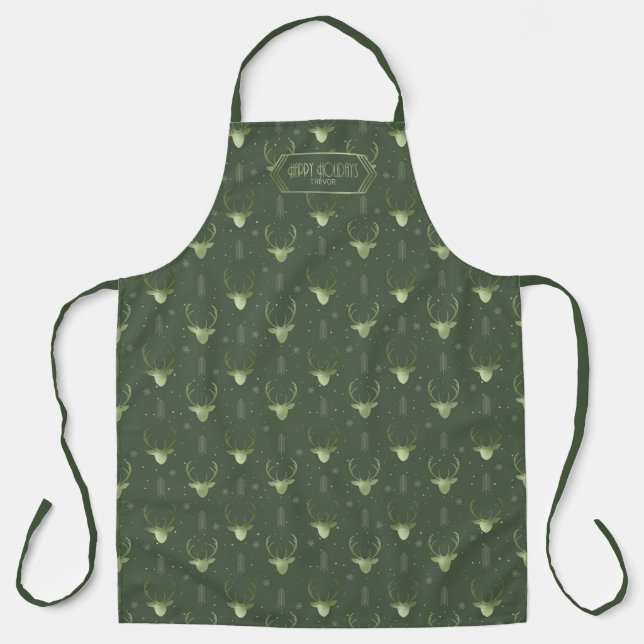 Deer Antlers Arrows Christmas Pattern V2 Gr ID861 Apron (Front)