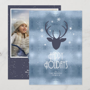 Deer Antlers Arrows Christmas Photo Blue ID861 Announcement