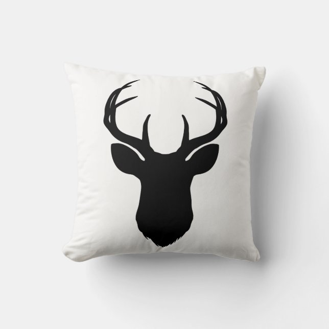 Deer Antlers Buck Rustic Country Farmhouse Minimal Cushion (Front)