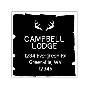 Deer Antlers Country Lodge Rustic Wood Block Self-inking Stamp