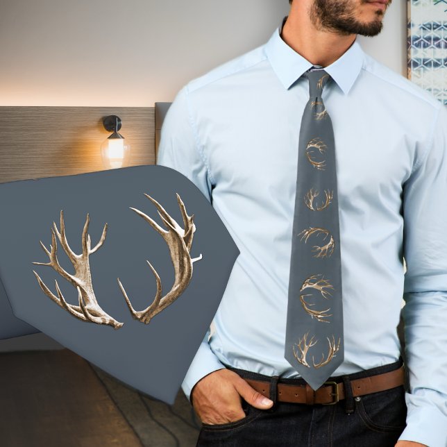 Deer Antlers Dark Grey Pattern Tie (Creator Uploaded)