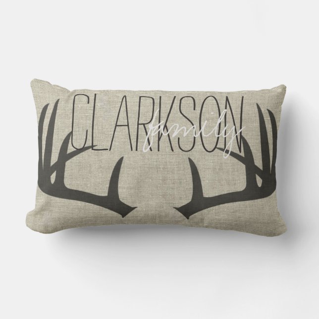 Deer Antlers Personalised Reversible Lumbar Pillow (Front)
