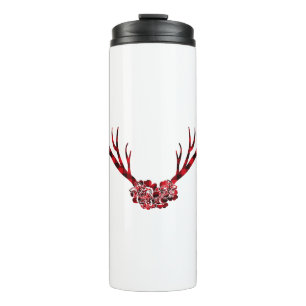 Deer Antlers Red Deer Silhouette Deer Stag Animal Thermal Tumbler