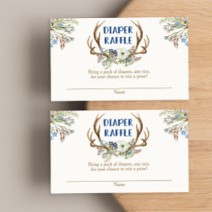 Deer antlers rustic baby shower diaper raffle card