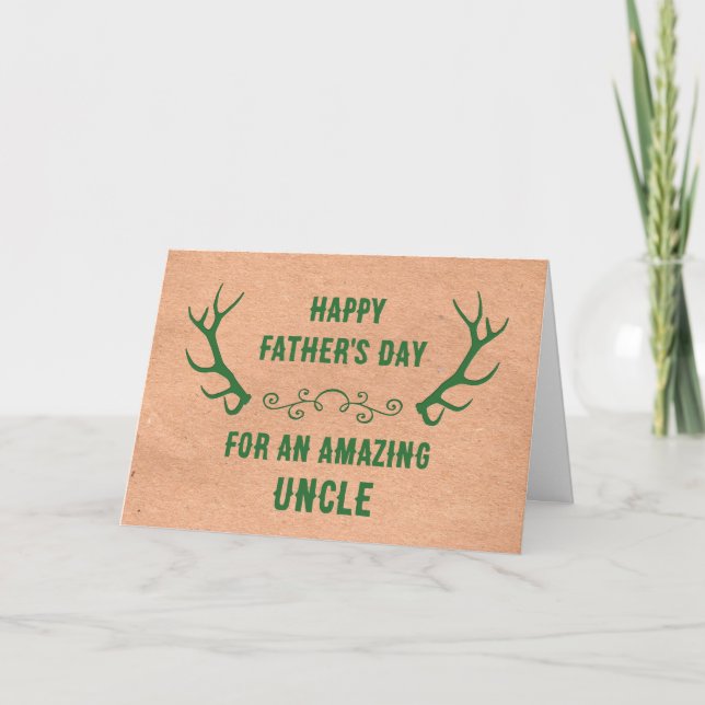 Deer Antlers Uncle Happy Father's Day Card (Front)