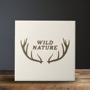 Deer Antlers & Wild Nature Ceramic Tile