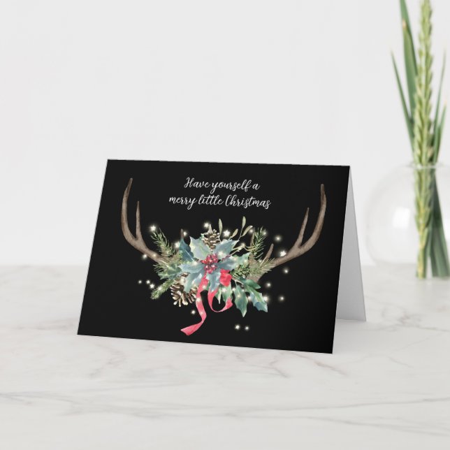 Deer Antlers with Christmas Bouquet Card (Front)