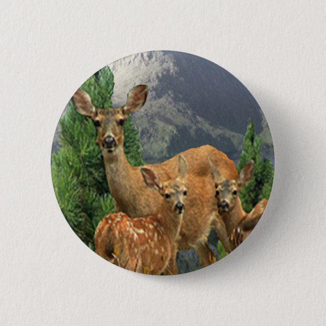 Deer Art 6 Cm Round Badge (Front)