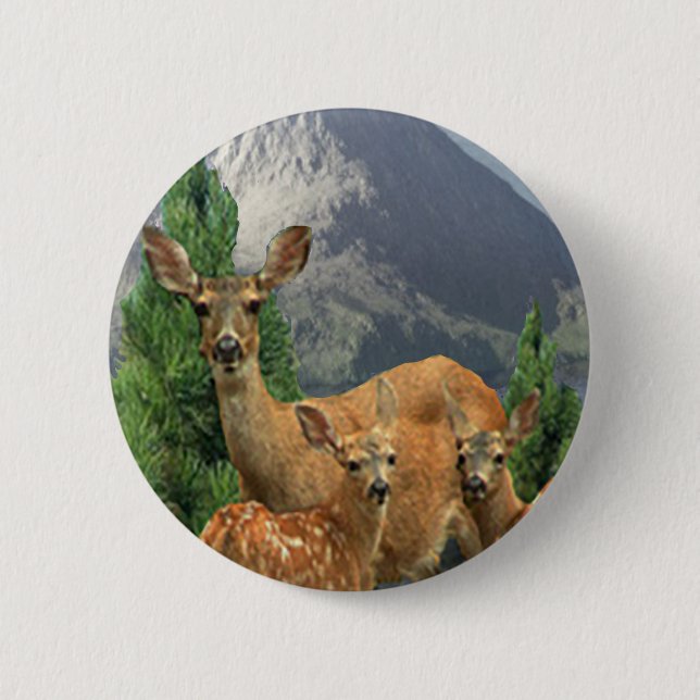 Deer art 6 cm round badge (Front)
