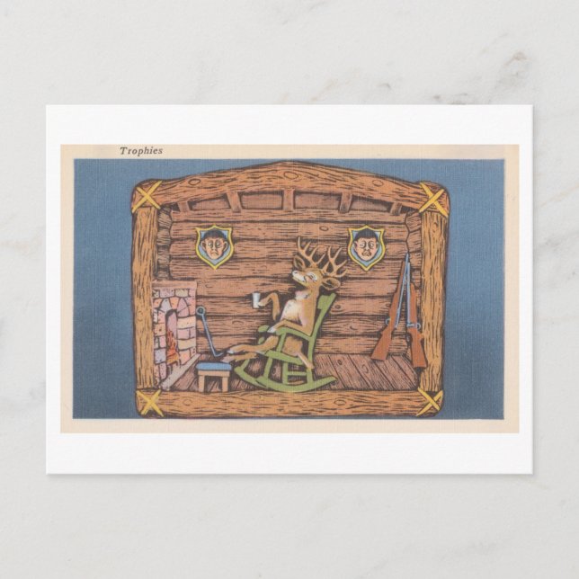 Deer as Hunter Funny Vintage Postcard (Front)